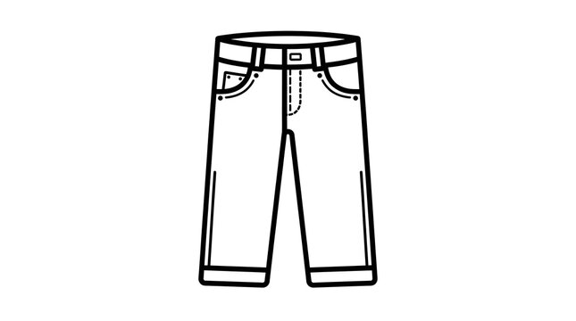 Denim Jeans Pants Casual Clothing Vector Line Art Icon