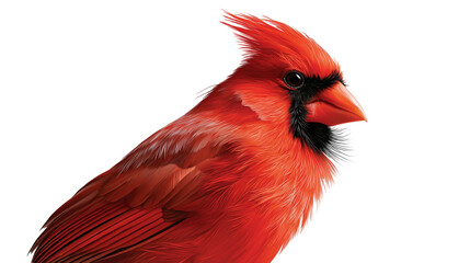 Fototapeta premium Vibrant male northern cardinal bird with bright red plumage and black face mask