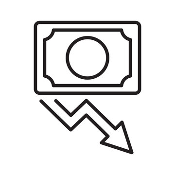 Money bill with downward zigzag arrow