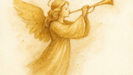 Fototapeta premium Ethereal angelic trumpet artwork.