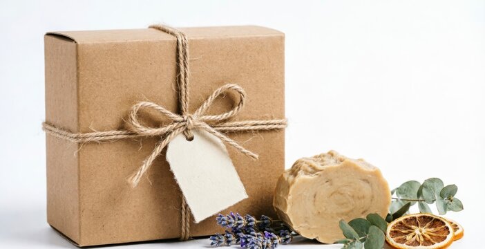 Eco-Friendly Gift Box with Natural Soap and Herbs for Wellness Branding