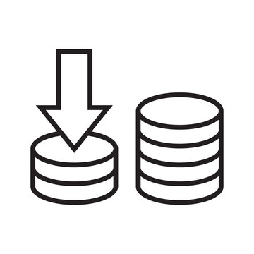 Downward arrow to money stack