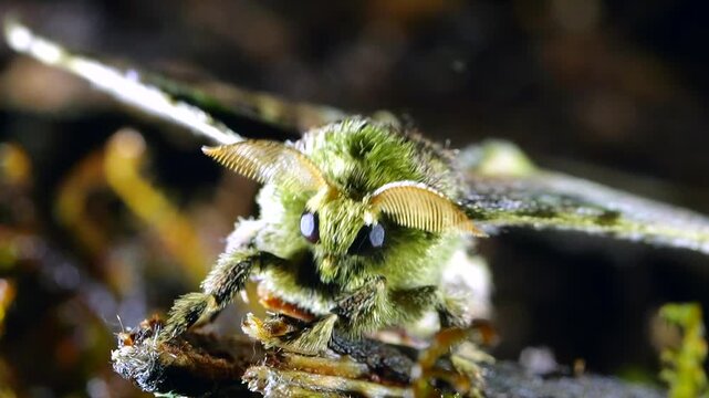 Moth vibrates body to warm up flight muscles and takes flight in slow motion. In cloud forest at Yanayacu, Napo province, Ecuador.