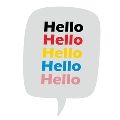 Speech bubble holds five "Hello" messages © BigEyes