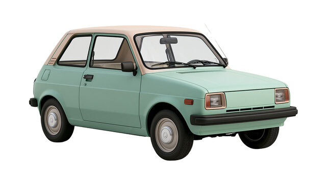 Vintage mint green and beige two-tone compact city car