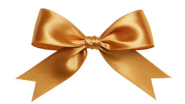 Golden satin ribbon bow with notched ends