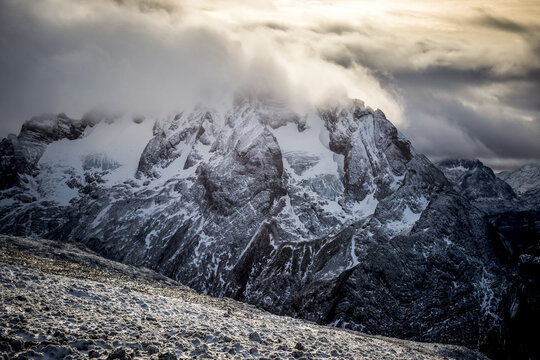 Nature and mountains view of Tierra del Fuego province in Argentina. Nature of South America