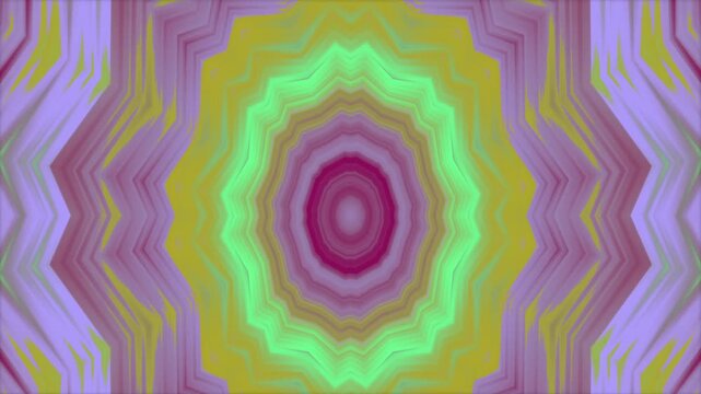Abstract background with symmetrical geometric patterns in vibrant purple and green colors.