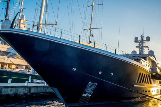 Luxury yacht marina. Seashore on Caribbean
