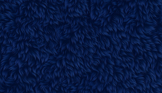 Dark navy blue faux fur texture background for graphic design projects. A rich, dark navy blue animal fur seamless pattern featuring soft, dense, wavy strands and deep indigo tones for a plush.