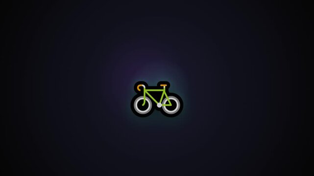 Multiple glowing green bicycle icons grid pattern on dark background