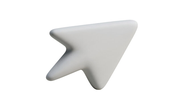 Minimalist 3D white computer mouse cursor arrow icon