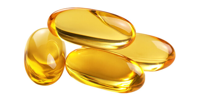 Golden yellow omega 3 fish oil softgel capsules