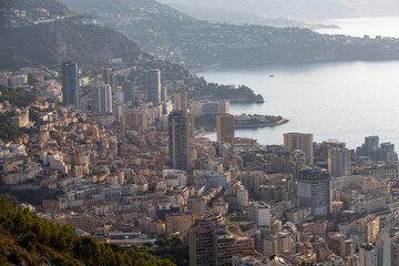 Obraz premium Panoramic View of Monaco from Tête de Chien, French Riviera, France