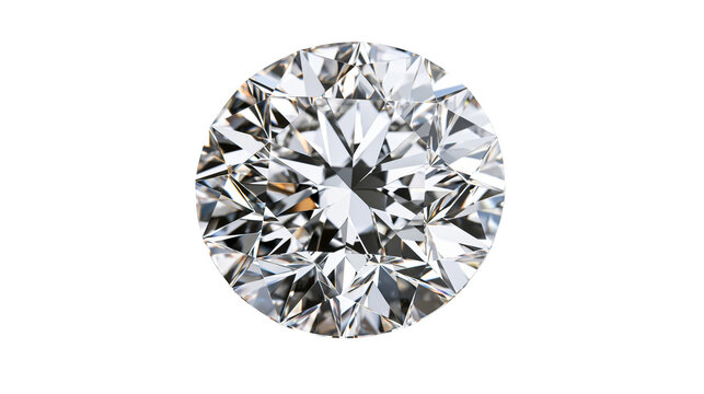 Round brilliant cut diamond with sharp facets and high clarity