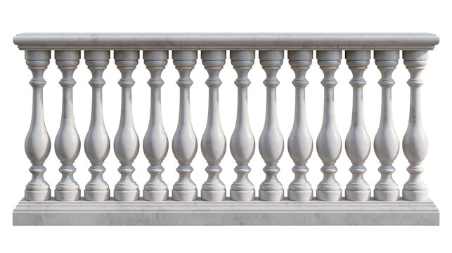 Classic white marble balustrade with ornate turned balusters and top handrail