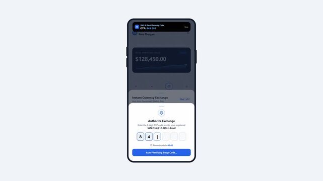 Mobile currency exchange app processing usd to eur swap with otp. 4K Video