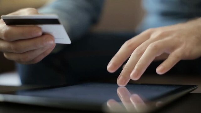 Online Shopping Payment Using Credit Card On Digital Tablet Device