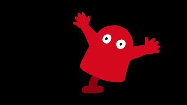 Simple 2D animation footage of a ghostly figure moving left and right.