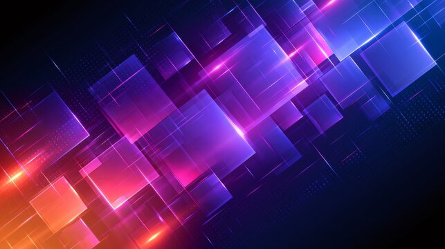 Abstract technology glowing background with interconnected square shapes