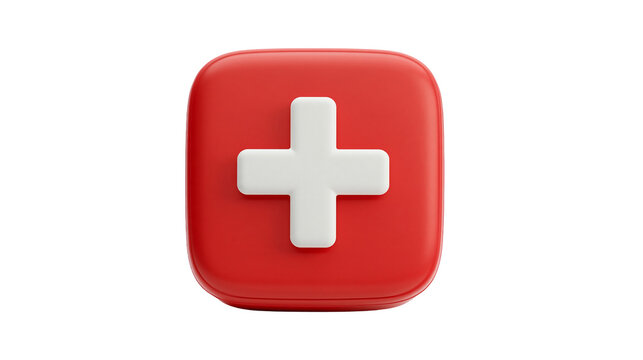 Red rounded square icon with a white plus sign symbol
