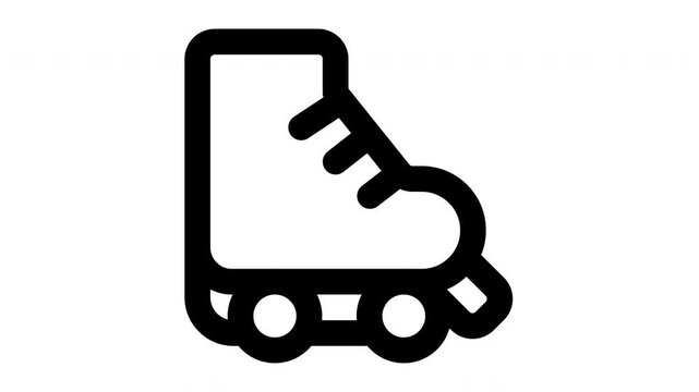 roller skate animated Line Icons Premium 4K, Outline Motion Graphics Collection