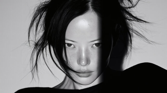 Retrato de mujer con sombras en la cara