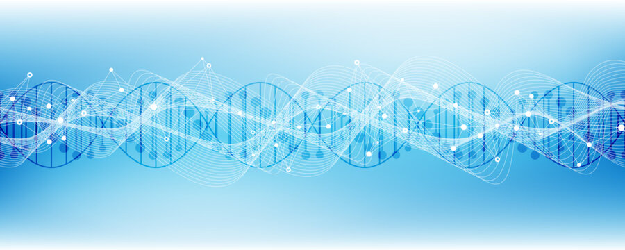 Molecular abstract structure background. Scientific vector illustration with molecule DNA. Nipah virus. Medical, science and technology concept for banner template or header.