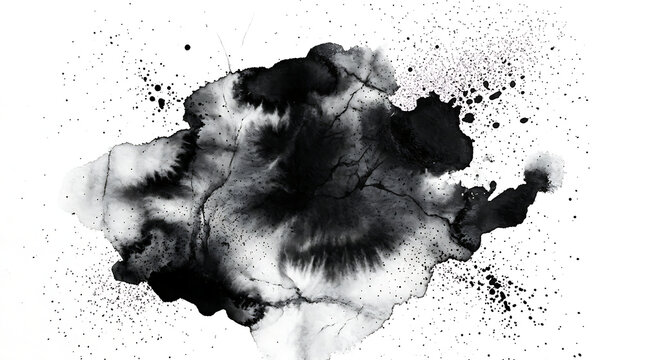 Abstract ink splash creating dynamic black and white texture for creative design projects