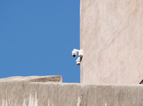 Security camera system for exterior walls