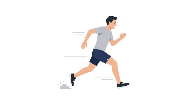 Man running fast outdoors vector icon illustrating cardio exercise and running hobby