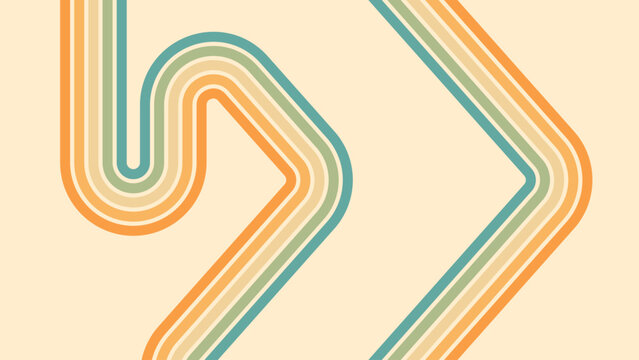 Abstract background of rainbow groovy Wavy Line design in 1970s Hippie Retro style. Vector pattern ready to use for cloth, textile, wrap and other.