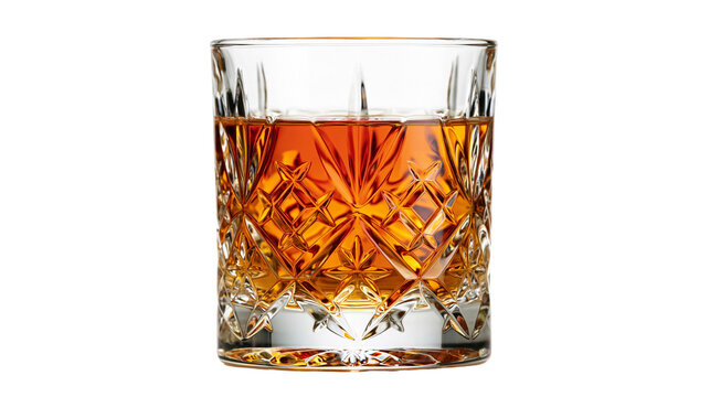 Amber whiskey in a crystal cut glass tumbler