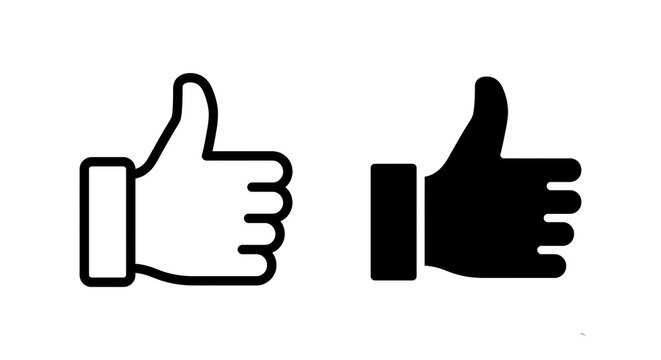 Thumb's up icon outline and filled style vector illustration on transparent background.

