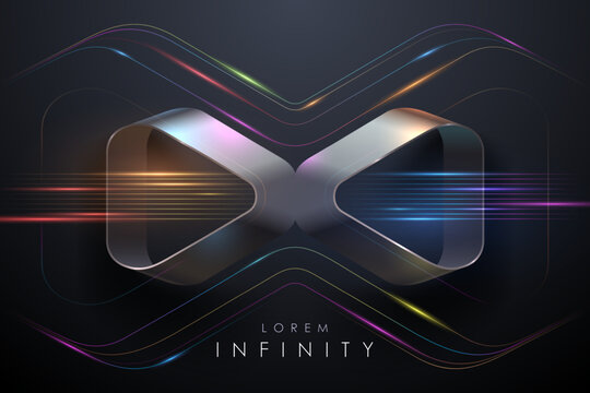 Geometric infinity sign with neon lights