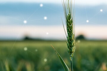 Obraz premium The Wheat Stalk Close-Up in a Golden Field Under a Bright Sky
