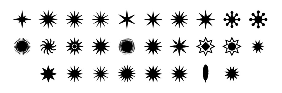 Celestial Icons Set, Astral Symbols Collection, Line Art Design Elements Featuring Pack, Stars