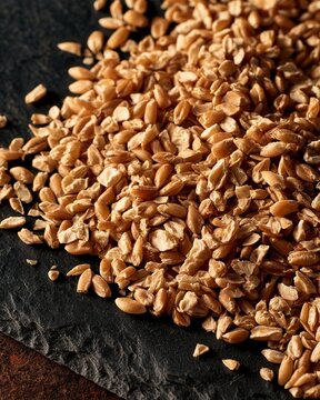 Cracked Wheat Kernels on Dark Slate