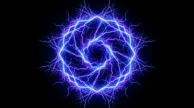 Abstract electric lightning energy vortex in a circular pattern
