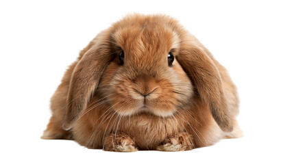 Fluffy ginger Holland Lop rabbit with long drooping ears looking at camera © Sylas
