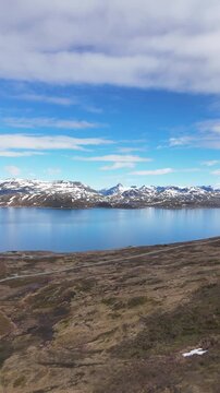 Aerial view of scenery in Norway - Scandinavia - vertical 4K video