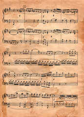 Fototapeta premium Vintage Sheet Music Page Printable Ephemera for Junk Journals, Scrapbooking, Crafts Real Old Book Page. Scanned Music sheet. Use as background for scrapbook and junk journal making. Music Notes