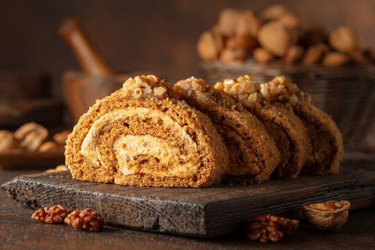 Walnut Roll with Cream Filling.