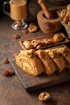 Walnut Roll with Cream Filling.