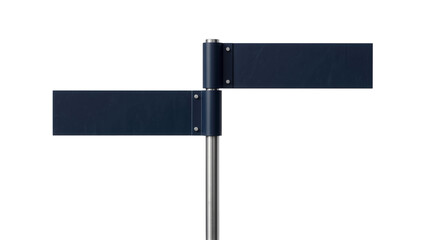 Dark blue directional signpost with two blank rectangular plates, isolated on transparent background © png space