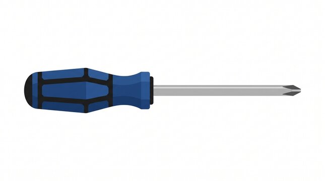 Professional Phillips head screwdriver with a blue ergonomic handle isolated on a white background