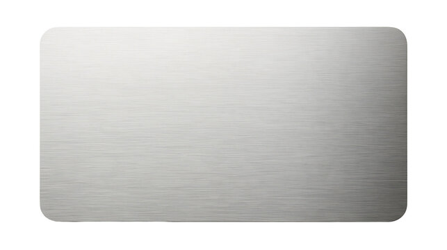 Rectangular brushed metal plate with rounded corners and horizontal texture