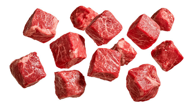 Fresh raw beef meat cubes for cooking