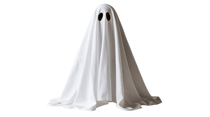 White sheet ghost costume with black oval eyes for Halloween