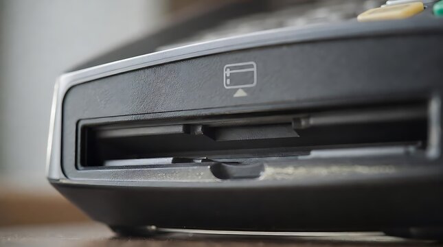 Modern Payment Terminal Slot Close Up View